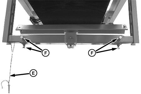 Install lanyard and snap lock pin (E) on hanger tube (D). 7.