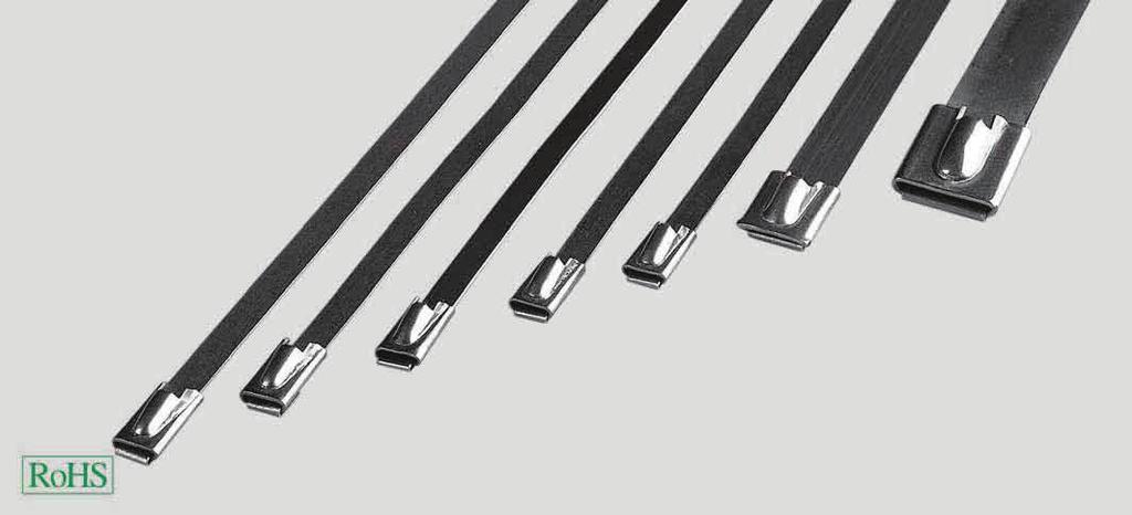 cable tie type E stainless steel Cable binder Cable binders made of stainless steel with ball lock for use in extreme conditions, such as high temperatures, aggressive environment, high tensile load.