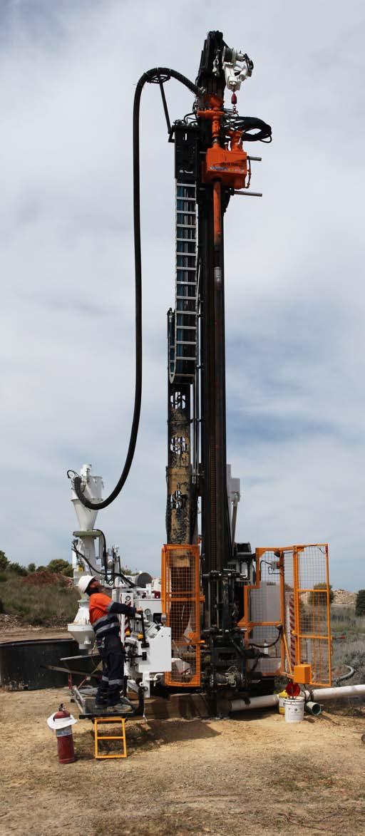 1 6 1 Top Drive single rotary drill head. Maximum rotation speed of 1200 rpm, maximum torque of 7.8 knm @ 100 rpm. 2 Drillers control panel. Placed for ideal visibility. 3 Optional rod presenter.