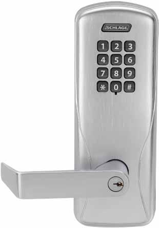 Schlage - Electronic Locks CO 100 - Offline Electronic Lock Standard Features Manually Programmable Up to 500 unique 3-6 digit PIN codes stored on the lock ANSI/BHMA A156.