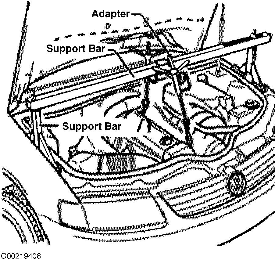 Fig. 1: Installing Support Bar & Adapter To Engine/Transaxle Assembly 4