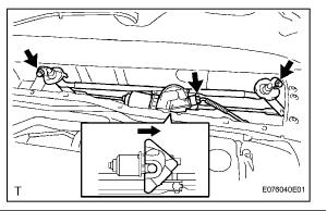 Page 5 of 9 b. Using a "Torx" socket wrench (T30), install the windshield wiper motor assembly with the 2 screws. Torque: 7.5 N.m (76 kgf.cm, 66 in.lbf) c.