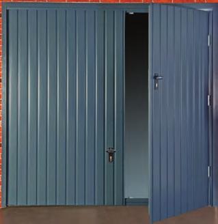 The Vertical with a Smartpass access door built in - an up and over door with a built-in access door for