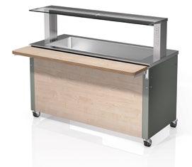 BASIC LINE SK-4 Cold buffet with active contact cooling 4 x GN 1/1 Stainless-steel top surface with seamlessly welded-in, contact-cooled, deep-drawn 4/1-GN well with central safety drain valve Fully