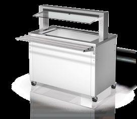 BASIC LINE UK-3 Cold buffet with active convection cooling 3 x GN 1/1 Stainless-steel top surface with seamlessly welded-in, convection-cooled 3/1-GN well with manual emptied condensation-water catch