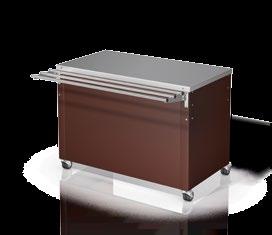 BASIC LINE N-3 Plain buffet 3 x GN 1/1 With smooth, continuous stainless-steel top surface Capacity: same as 3 x GN 1/1 Castors 75 mm in diameter, 4 twin steering castors, 2 of which have brakes Body