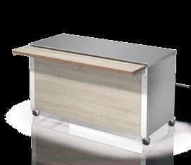 BASIC LINE N-4 Plain buffet 4 x GN 1/1 With smooth, continuous stainless-steel top surface Capacity: same as 4 x GN 1/1 Castors 75 mm in diameter, 4 twin steering castors, 2 of which have brakes Body