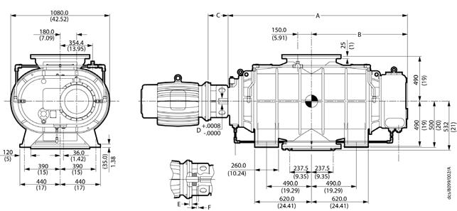 Performance Curves HV30000/40000 Mechanical Booster Pump HV30000 HV40000 Displacement (supply) 50 Hz 30000 m 3 h -1 (17660 ft 3 min -1 ) 60 Hz 36000 m 3 h -1 (21200 ft 3 min -1 ) Displacement