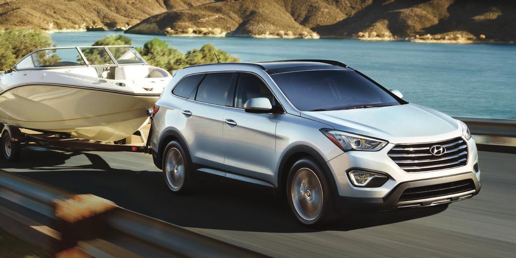 POWER AND CONTROL The 2016 Santa Fe XL is equipped with a powerful 3.3L Gasoline Direct Injection (GDI) V6 engine, delivering 290 horsepower and 252 lb-ft of torque with a confident 5,000 lbs.