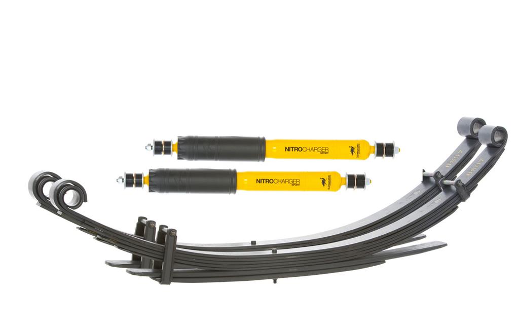 REAR SPRINGS AND SHOCK ABSORBERS: A replacement rear spring and extra leaf combination was designed to improve ride characteristics, achieve 3 (75mm) ride height increase and to cater for 2 different