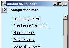Configuration - continued Setup control of pump function 1. Go to Configuration menu 2. Select cold pump control 3. Define pump control We have not used this function in our example.