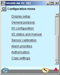 Configuration - continued Set alarm priorities 1. Go to Configuration menu 2. Select Alarm priorities 3.