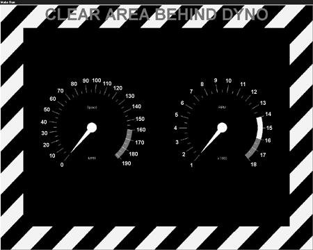 OPTICAL RPM SENSOR INSTALLATION Running WinPEP The following gauges window will appear. The tachometer gauge will be used to verify the optical RPM sensor is functioning properly.