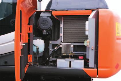 This allows easy cleaning and replacement of the fresh air filter, like the air circulation filter inside the cab.