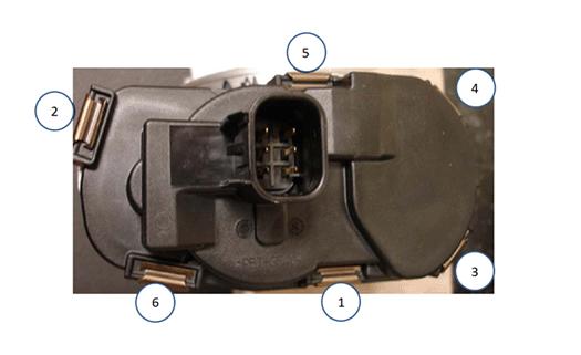 20. Install the remaining new TP sensor cover clips in the sequence shown. 21. Install a NEW throttle body gasket to the intake manifold. 22. Install the throttle body, bolts and nuts.