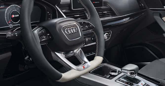Audi exclusive leather upholstery and trim in fine Nappa leather with sport seats in jet grey/alabaster white and