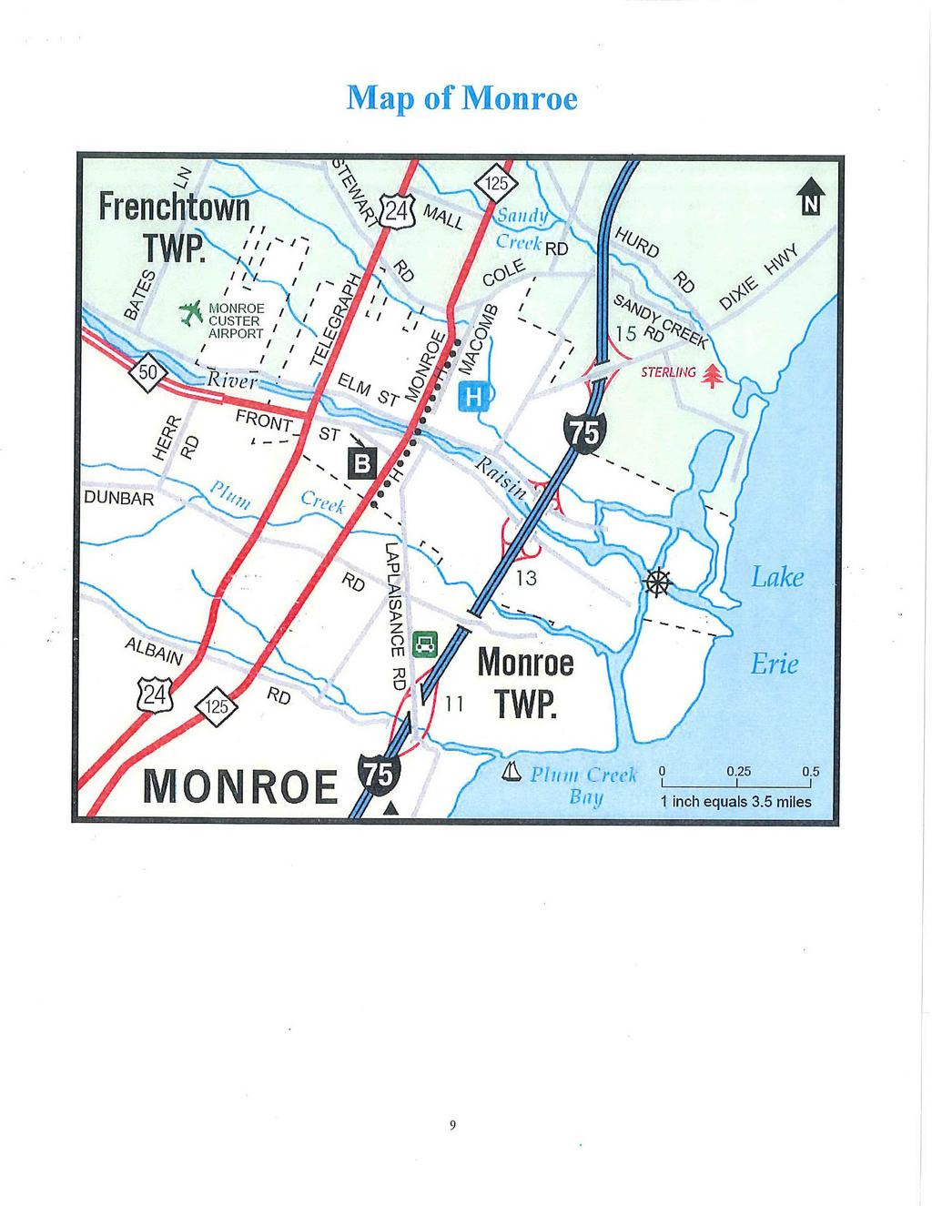 Map of Monroe Frenchtown 24 q 125 FMONROE DUNBAR Q *" 24 R NTWP
