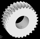 Simulations of gear generation consider the following kinematics: - the tool performs the rotational motion about its inclined axis; - the gear blank is rotated about its axis and is provided with