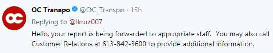 Twitter Alerts from OC Transpo Information Centre: