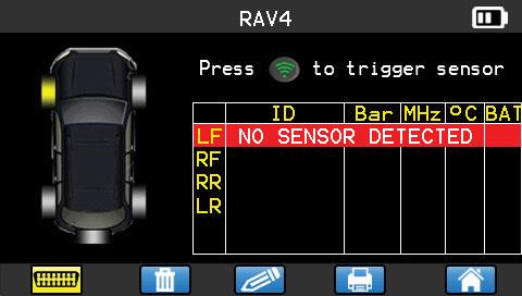 LF The tool is triggering the sensor. Trigger all wheels.