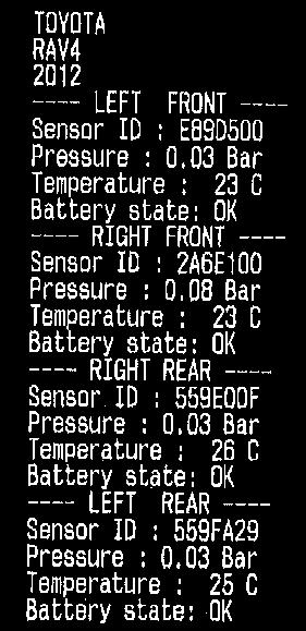2. PRINT SENSOR DETAILS Note: This feature is only available after the user has triggered the sensors in the vehicle, and the tool has not been turned off.