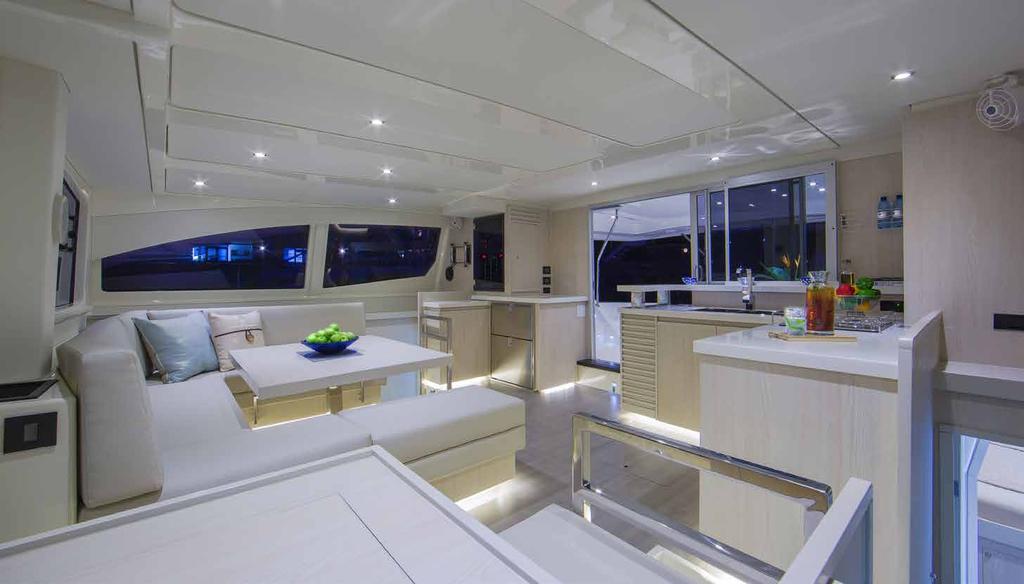 craftsmanship Attentive experiential design The sleek hulls of the Leopard 51 Powercat allow her to reach speeds of 20 knots and top speeds of 25 knots.