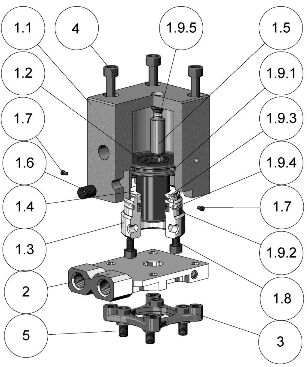 8.2.2 Exploded View HY4018M Series HY4018M03 Series - his actuator is especially for the option Synool 1 or 2 and/or the option with hermocouple. HY4018M04 Series - his actuator is the usual actuator.