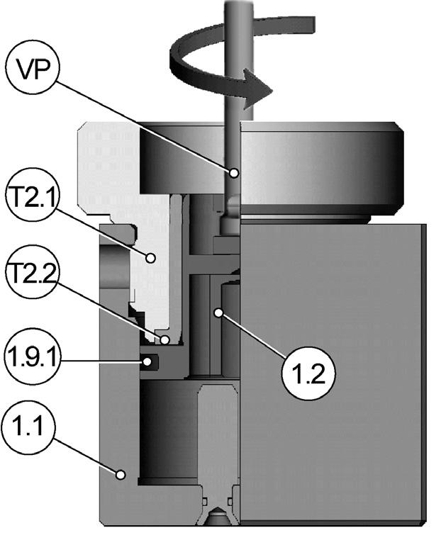 2) into the actuator housing (1.1). Doc003538.png 4) Install a valve pin (V) so it engages into the slots of the piston (1.2). 5) ull the piston (1.