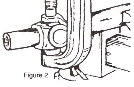 2. Position the C-frame press around the drive shaft yoke, and tighten the forcing screw until the first bearing is removed. 3. Reposition the C-frame and remove the second bearing. Assembly 1.
