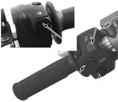 ELECTRICAL SYSTEM Left-hand switch 1. High beam flasher (self-cancelling) 2. High beam switch Low beam switch 3.