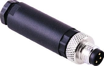 Connectivity M8 Picofast Field Wireable 3 or 4-pin Screw terminal termination style up to 22 AWG 3-5 mm cable diameter range Rated for 60 VAC/75 VDC, 4 A IEC IP67 Item ID Product Description Pin
