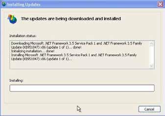Windows Update (continued) Windows XP More Information 19. Windows will download the.net Framework 3.5 Service Pack update. Windows will also automatically initialize the installation of the update.