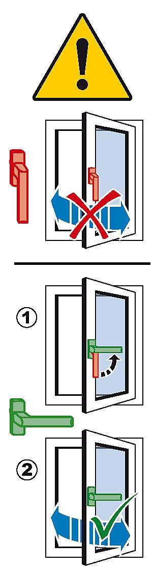 The following warning applies for manufacturers of windows and doors: WARNING! Danger of injury or death from dropping window sashes in case of an incorrect operation!