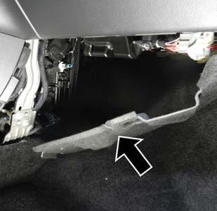 3. Pull down the passenger hush panel under the dash panel 4.