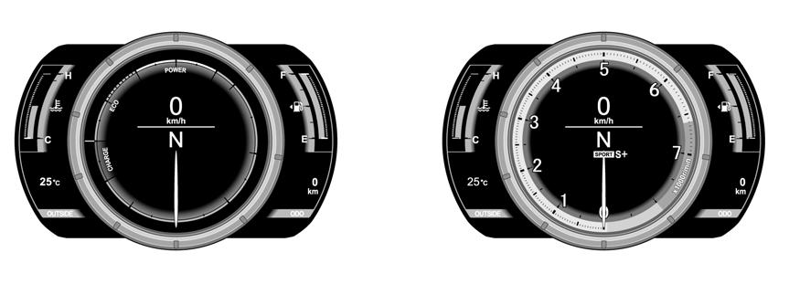IS300h Identification (Continued) A switchable gauge in the instrument cluster showing either a hybrid system indicator or a tachometer