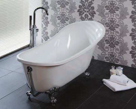 L 1620 W 730 H 790 mm 8067 Lunar Luxury Black This Luxury 1620mm Slipper Bath is a mix of contemporary and traditional design.
