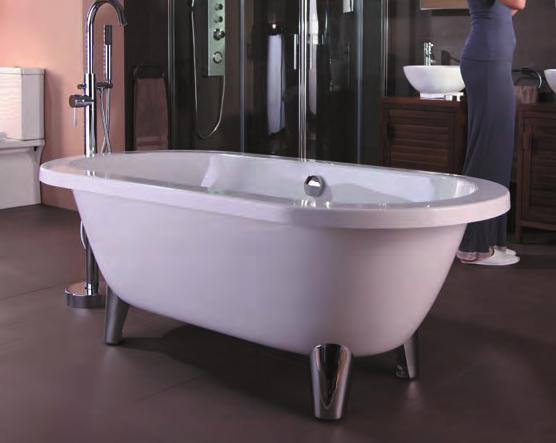 BATHS - s Eclipse A double-ended bath with modern chrome feet. This bath is constructed from double skinned acrylic and is supplied without pre-drilled tap holes.