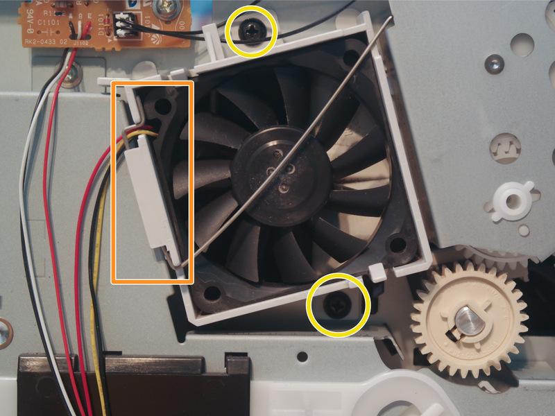 Remove the retaining clip holding the fan in.