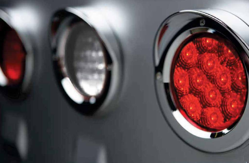 LED LIGHTS 4 ROUND LED CONSISTS OF STOP, TURN & TAIL LIGHTS Our 12 diode LED lights are brighter and therefore safer than any incandescent light on the market. No more burned out tail lights.