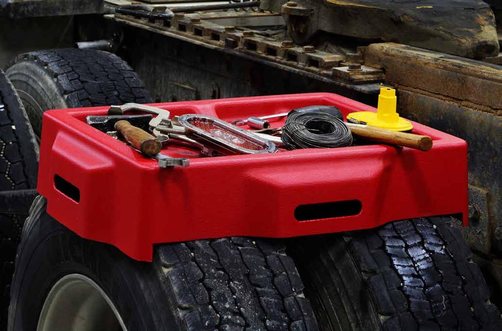 DUAL TIRE WORK BENCH FIX THE TRUCK THE DUAL TIRE WORK BENCH sits directly on top of dual tires making all your tools readily accessible while working on your truck. With almost 4.