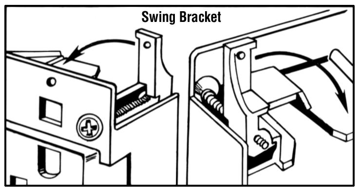 SWING BRACKET MOUNTING (Cat. No. with Suffix S or R ) The Slater swing bracket devices are designed for use on dry wall 16