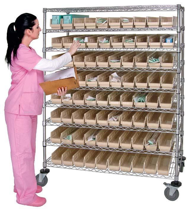 Catheter Cart - Complete Package Uniquely designed, the catheter bin cart replaces the wire basket concept with color coded bins allowing for quicker identification.