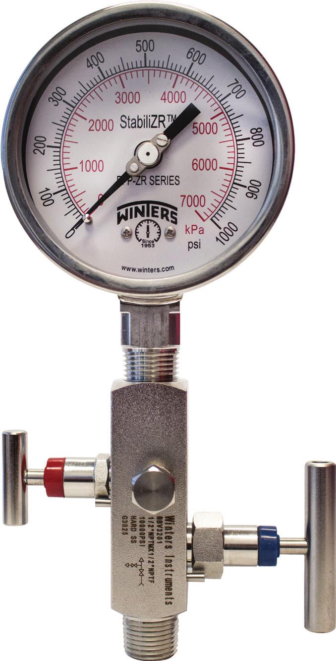 Fluid Power Products Winters StabiliZRTM Solution StabiliZRTM gauges are dry gauges that come with a StabiliZRTM dampened movement that