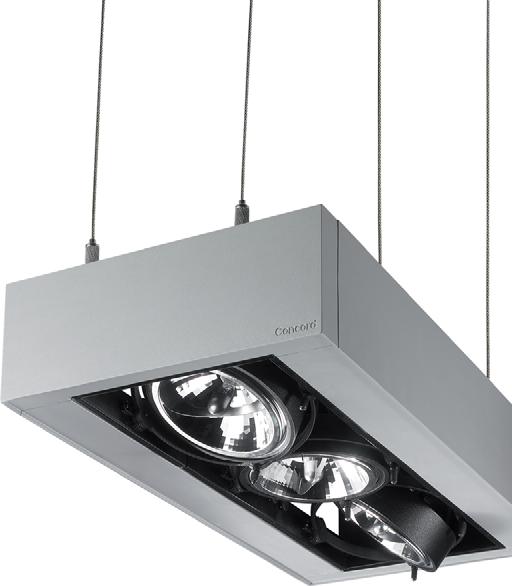 Lyteframe Suspended Installation flexibility through a choice of twin, triple and quadruple lighting head fixtures available as standard Easy installation and onsite configuration by using