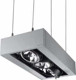 Lyteframe Suspended - Reflector Series Built in aluminium reflectors to dissipate heat and light forward AR111 dimmable using remote dimming Built in anti-glare mechanism Easy to install and change