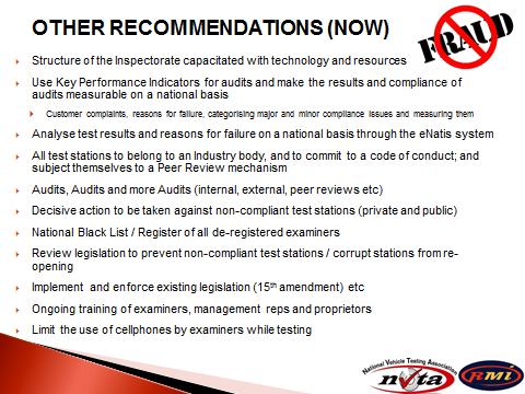 RECOMMENDATIONS TO THE FRAUD AND