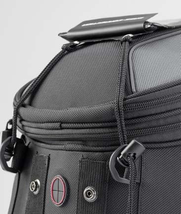 use on expanded bags as well as reinforced cord locks for secure fastening on the tank bag. Art.