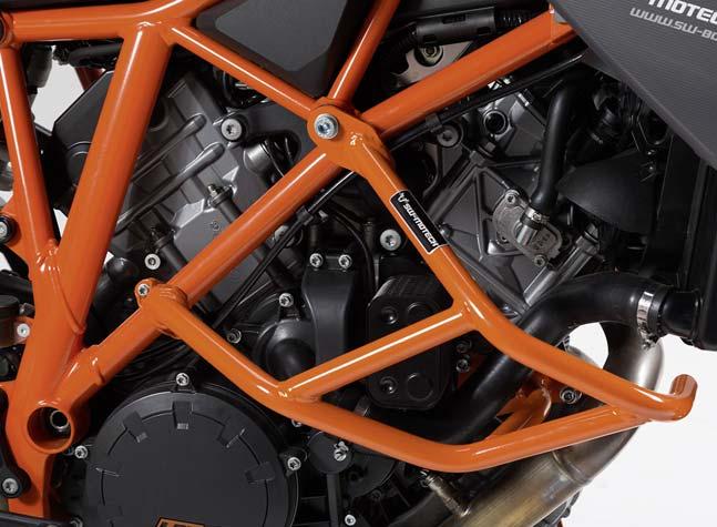 The protective frames are custom built for each motorcycle model.