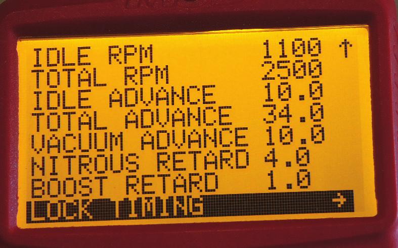 Total Advance - This is the total advance in ignition timing the engine should receive based on rpm. te: Total timing must always be a higher number than the idle timing setting.