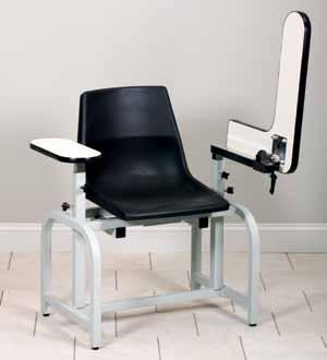 capacity Seat Height P271001 17 x 16 26 Width Depth Overall 34 26 Height Adjustment Arms 34 40 Extra-Tall Blood Drawing Chair with Flip-Arm Easy-clean, one-piece plastic seat Adjustable
